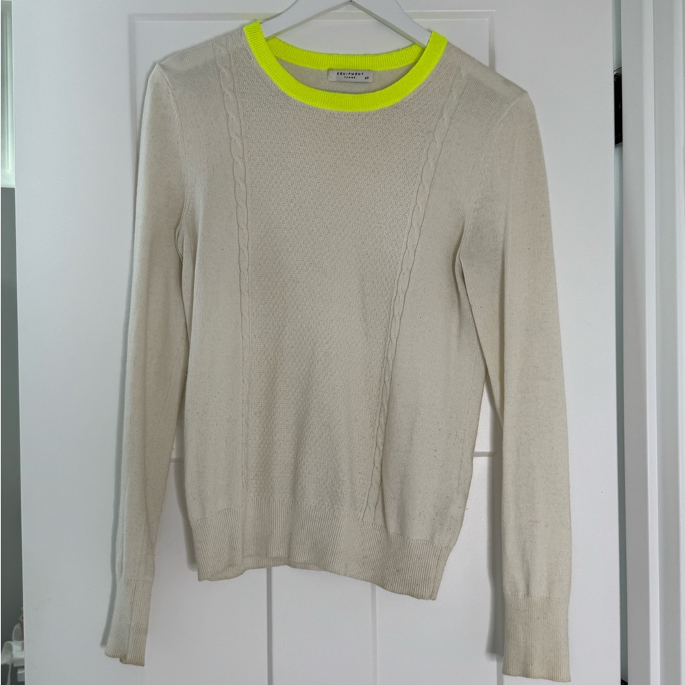 Equipment neon collar sweater